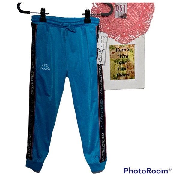 Kappa Logo Tape Alic 2  NWT Track Pants Regular Fit  8 Youth Blue Turkis - Picture 2 of 14